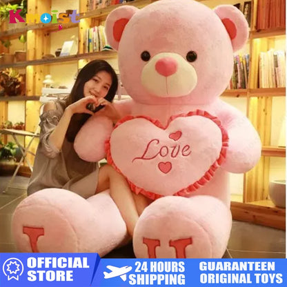 'I LOVE YOU' Teddy Bear Plush – Large Soft Stuffed Bear, Cozy Decorative Gift for Birthdays, Anniversaries