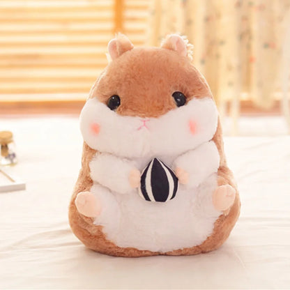Cute Hamster Plush – Soft Cartoon Mouse Doll Holding Snacks, Bedroom Decoration, Perfect Birthday Gift