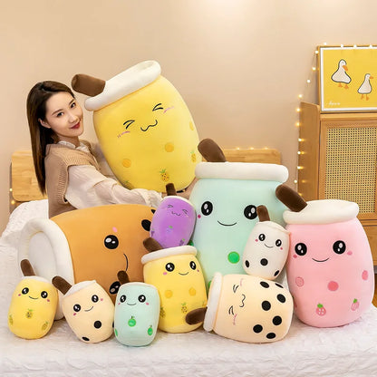 Jumbo Boba Plush Pillow – Soft Squishy Bubble Tea, Ice Cream & Fruit Drink , Fun Home Decoration & Gift Idea