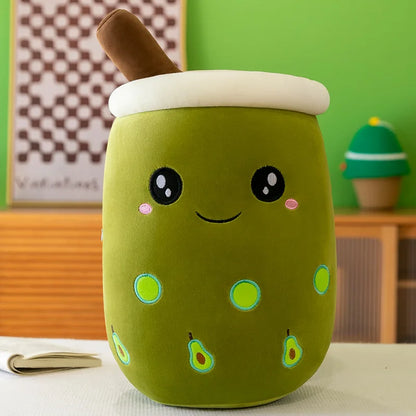 Large Boba Milk Tea Plush – Soft Squishy Drink Pillow, Cute Ice Cream & Fruit Plushies, Fun Gift and Room Decoration