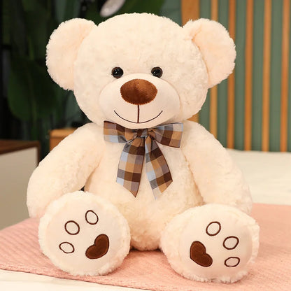 Classic Teddy Bear Plush – Soft Stuffed Plushie with Bow Tie, Charming Decorative Gift for Birthdays or Special Occasions