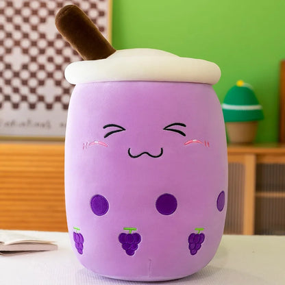 Large Boba Milk Tea Plush – Soft Squishy Drink Pillow, Cute Ice Cream & Fruit Plushies, Fun Gift and Room Decoration