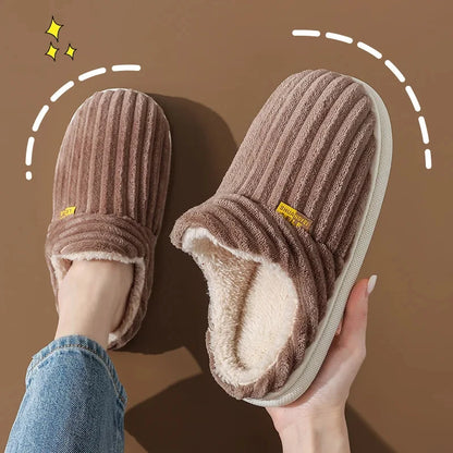 Shevalues Fluffy Brown Slippers – Plush Cotton House Boots for Indoor Warmth and All-Day Relaxation