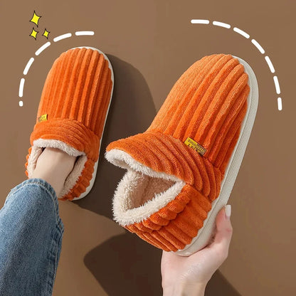 Shevalues Fluffy Orange Slippers – Soft Cotton House Shoes, Ideal for Indoor Use and Daily Relaxation
