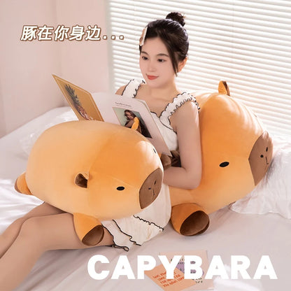 "Kawaii Capybara Plush Pillow – Soft Stuffed Animal Bolster (Standing Brown Cartoon) Cute Gift