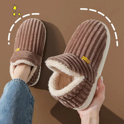 Shevalues Fluffy Brown Slippers – Plush Cotton House Boots for Indoor Warmth and All-Day Relaxation