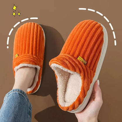 Shevalues Fluffy Orange Slippers – Soft Cotton House Shoes, Ideal for Indoor Use and Daily Relaxation