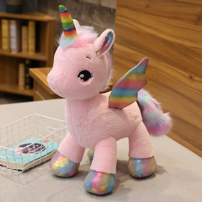 Huggable Unicorn Plush – Soft Rainbow Fantasy Horse Pillow, High-Quality Decorative Gift for Home or Special Occasion