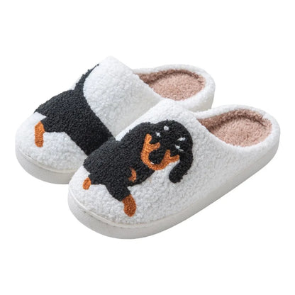 Kawaii Dachshund Dog Slippers – Lightweight Indoor Cotton Shoes – Warm, Comfortable Winter Slides