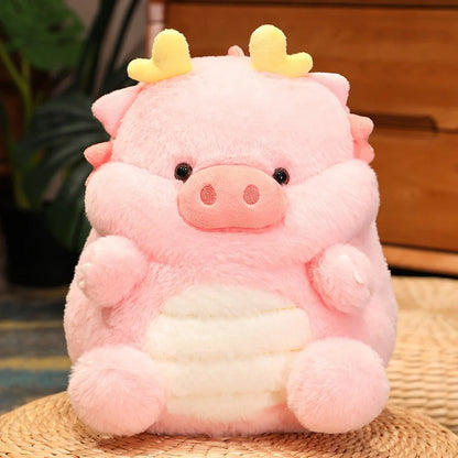 Kawaii Pig and Dragon Plush – Soft Stuffed Animal Throw Pillow Cushion, Cute Collectible Plush for Home Decoration
