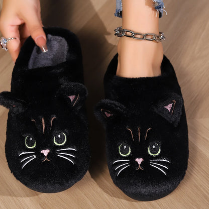 Kawaii Cartoon Cat Slippers - Ultra Soft Fabric Lining Plush, Sole Cozy, Warmth And Durable Tpr Outsole
