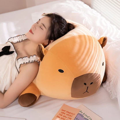 "Kawaii Capybara Plush Pillow – Soft Stuffed Animal Bolster (Standing Brown Cartoon) Cute Gift