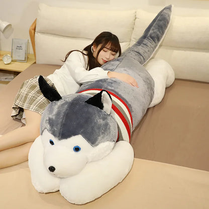 Kawaii Husky Plush – Soft Stuffed Dog Pillow, Extra-Long Cuddle Cushion, Decorative Gift for Home or Special Occasion