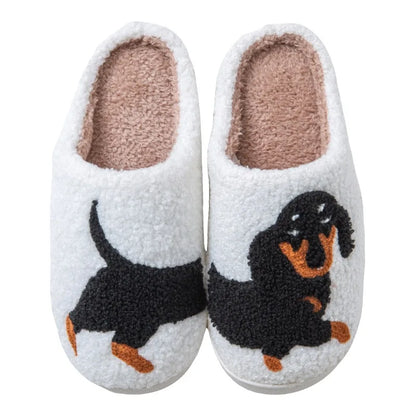 Kawaii Dachshund Dog Slippers – Lightweight Indoor Cotton Shoes – Warm, Comfortable Winter Slides