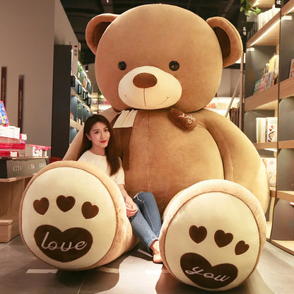 Giant Teddy Bear Plush Skin – 80–200 cm Soft Unstuffed Cover with Scarf, DIY Stuffed Animal Shell for Gifts or Home Projects