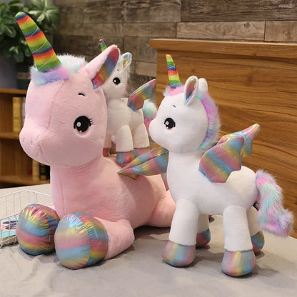 Huggable Unicorn Plush – Soft Rainbow Fantasy Horse Pillow, High-Quality Decorative Gift for Home or Special Occasion
