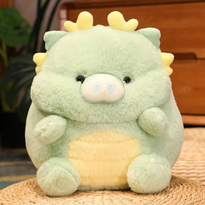 Kawaii Pig and Dragon Plush – Soft Stuffed Animal Throw Pillow Cushion, Cute Collectible Plush for Home Decoration
