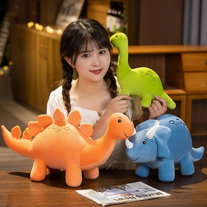 Colourful Dinosaur Plush – Cute Stuffed Triceratops Plushie, Soft Kawaii Animal Collectible and Decorative Gift for Home