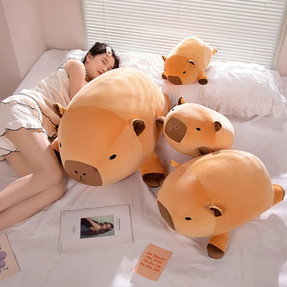 "Kawaii Capybara Plush Pillow – Soft Stuffed Animal Bolster (Standing Brown Cartoon) Cute Gift