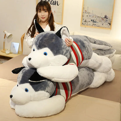 Kawaii Husky Plush – Soft Stuffed Dog Pillow, Extra-Long Cuddle Cushion, Decorative Gift for Home or Special Occasion