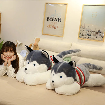 Kawaii Husky Plush – Soft Stuffed Dog Pillow, Extra-Long Cuddle Cushion, Decorative Gift for Home or Special Occasion