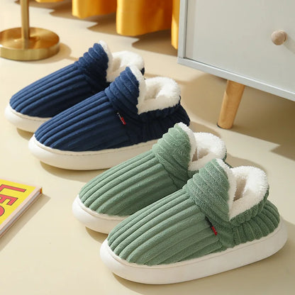 Shevalues Fluffy Green Slippers – Cozy Plush Cotton House Boots for Indoor Comfort and Daily Use
