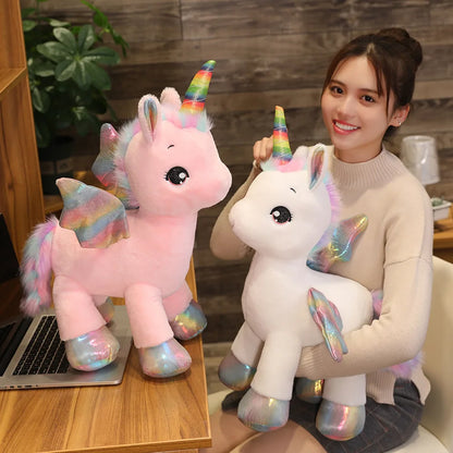 Huggable Unicorn Plush – Soft Rainbow Fantasy Horse Pillow, High-Quality Decorative Gift for Home or Special Occasion