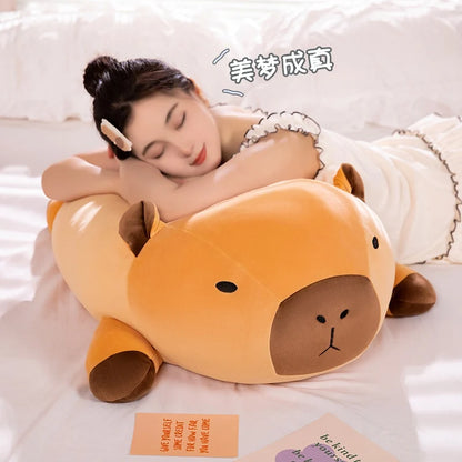 "Kawaii Capybara Plush Pillow – Soft Stuffed Animal Bolster (Standing Brown Cartoon) Cute Gift
