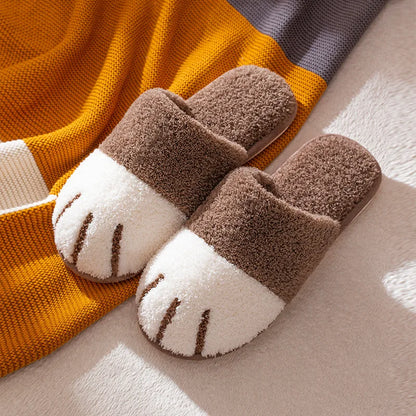 Comwarm Plush Slippers – Cute Cat Paw Design, Warm Indoor Fur Slippers, Quiet Fluffy House Shoes