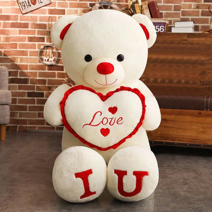'I LOVE YOU' Teddy Bear Plush – Large Soft Stuffed Bear, Cozy Decorative Gift for Birthdays, Anniversaries