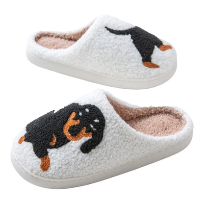 Kawaii Dachshund Dog Slippers – Lightweight Indoor Cotton Shoes – Warm, Comfortable Winter Slides
