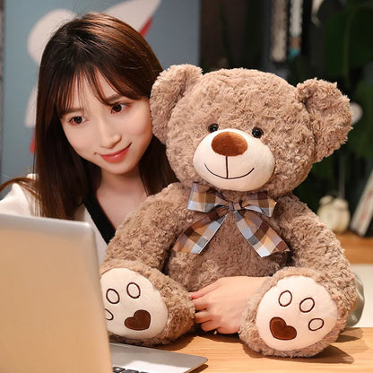 Classic Teddy Bear Plush – Soft Stuffed Plushie with Bow Tie, Charming Decorative Gift for Birthdays or Special Occasions