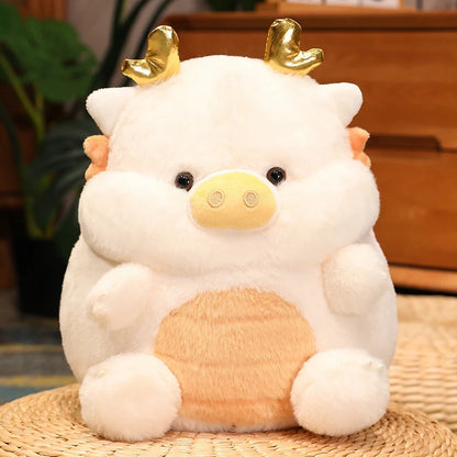 Kawaii Pig and Dragon Plush – Soft Stuffed Animal Throw Pillow Cushion, Cute Collectible Plush for Home Decoration