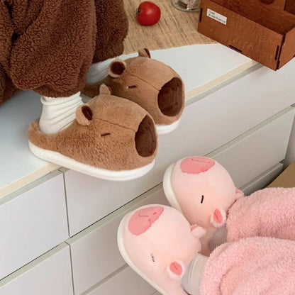 Cute Capybara Slippers – Soft Plush Indoor Footwear – Warm, Cozy, and Comfortable for Winter