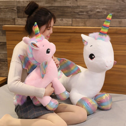 Huggable Unicorn Plush – Soft Rainbow Fantasy Horse Pillow, High-Quality Decorative Gift for Home or Special Occasion