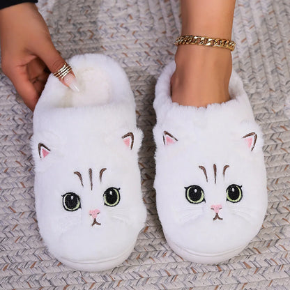 Kawaii Cartoon Cat Slippers - Ultra Soft Fabric Lining Plush, Sole Cozy, Warmth And Durable Tpr Outsole