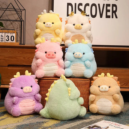 Kawaii Pig and Dragon Plush – Soft Stuffed Animal Throw Pillow Cushion, Cute Collectible Plush for Home Decoration
