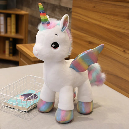 Huggable Unicorn Plush – Soft Rainbow Fantasy Horse Pillow, High-Quality Decorative Gift for Home or Special Occasion