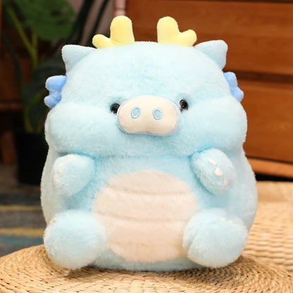 Kawaii Pig and Dragon Plush – Soft Stuffed Animal Throw Pillow Cushion, Cute Collectible Plush for Home Decoration