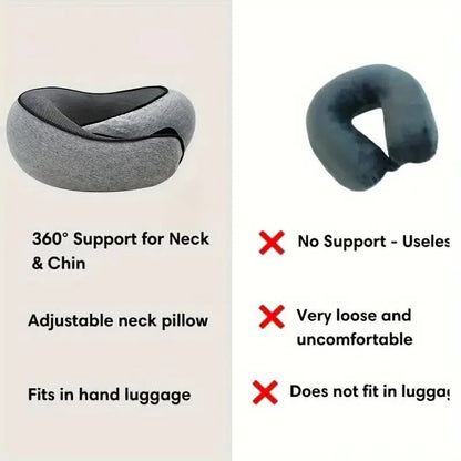 Memory Foam Travel Neck Pillow – U-Shaped Snail Design, Adjustable and Portable Neck Support for Sleep and Travel