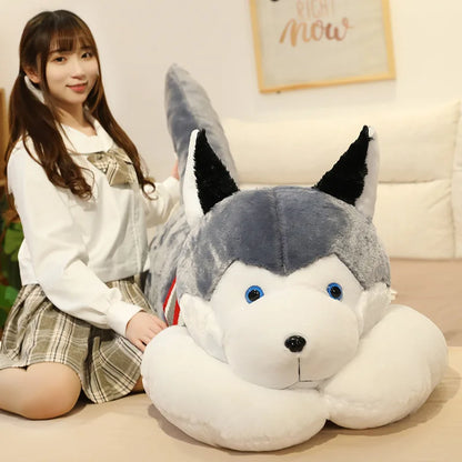 Kawaii Husky Plush – Soft Stuffed Dog Pillow, Extra-Long Cuddle Cushion, Decorative Gift for Home or Special Occasion