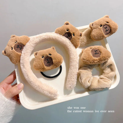 Capybara Plush Headband – Soft and Cozy Hair Hoop for Skincare, Bath, or Daily Use, Cute Novelty Accessory