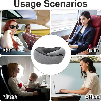 Memory Foam Travel Neck Pillow – U-Shaped Snail Design, Adjustable and Portable Neck Support for Sleep and Travel