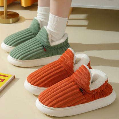 Shevalues Fluffy Green Slippers – Cozy Plush Cotton House Boots for Indoor Comfort and Daily Use