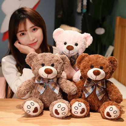 Classic Teddy Bear Plush – Soft Stuffed Plushie with Bow Tie, Charming Decorative Gift for Birthdays or Special Occasions