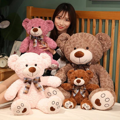 Classic Teddy Bear Plush – Soft Stuffed Plushie with Bow Tie, Charming Decorative Gift for Birthdays or Special Occasions