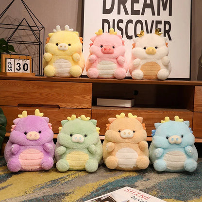 Kawaii Pig and Dragon Plush – Soft Stuffed Animal Throw Pillow Cushion, Cute Collectible Plush for Home Decoration