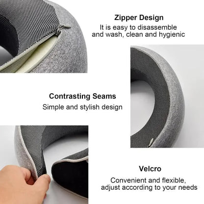 Memory Foam Travel Neck Pillow – U-Shaped Snail Design, Adjustable and Portable Neck Support for Sleep and Travel