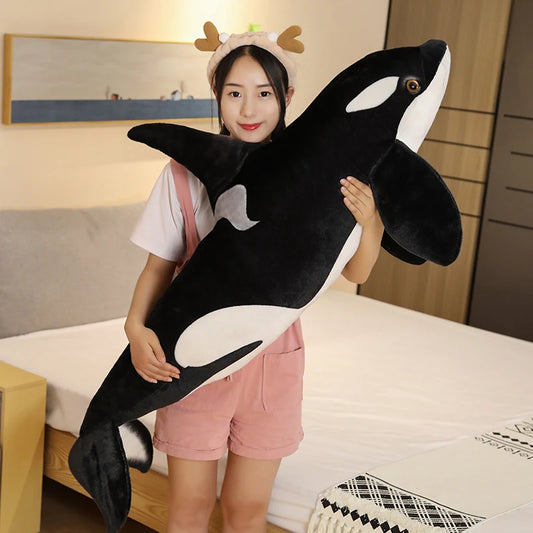 Lifelike Orca Whale Plush – Soft Stuffed Marine Animal, Realistic Ocean-Themed Gift for Home Decoration