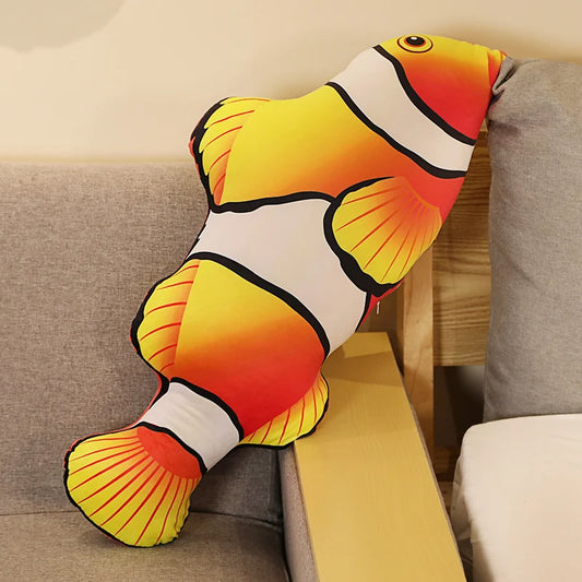 3D Clownfish Plush – Soft Stuffed Fish Pillow, Creative Carp Cushion for Sofa, Cute Ocean Animal Gift